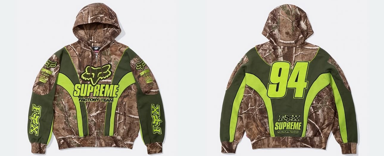 Size M -Supreme x Fox Racing Zip Up Hooded Sweatshirt (Realtree Camo) FW25