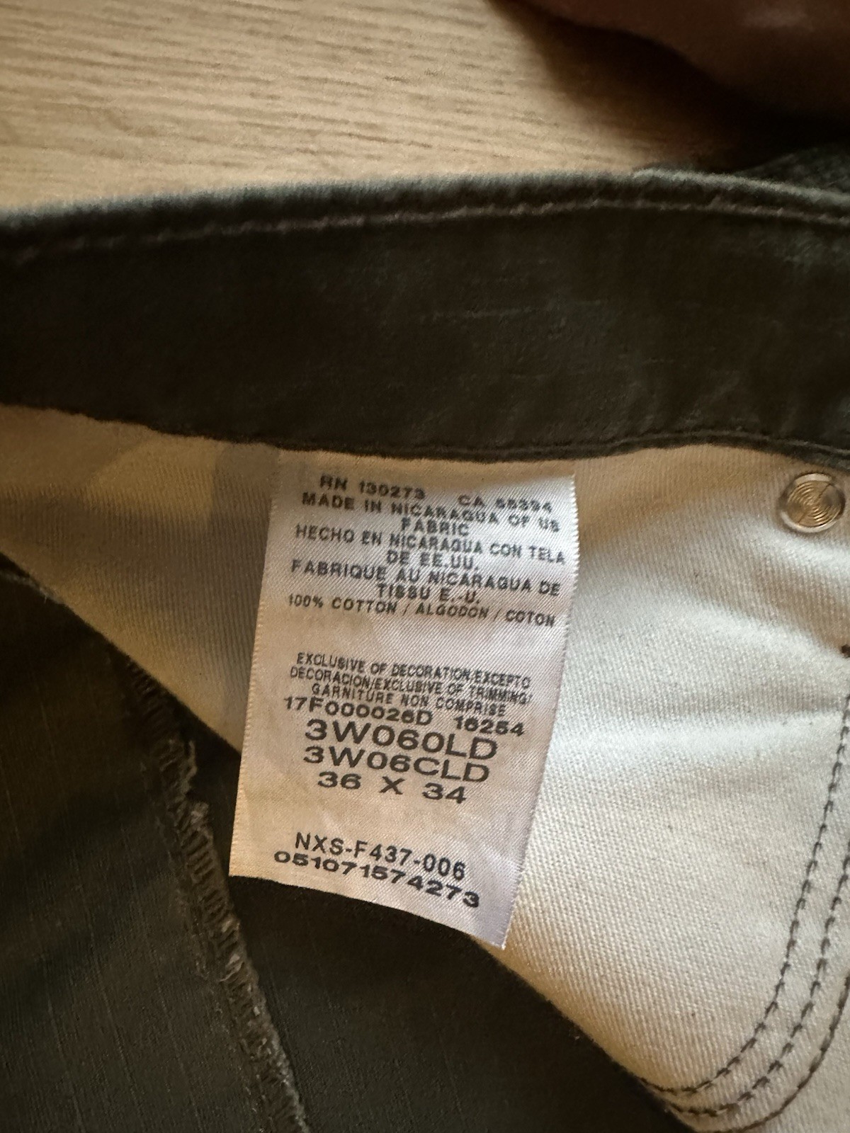 Wrangler Riggs Workwear Mens Ripstop Cargo Pants Olive Green 36×34 Work Utility