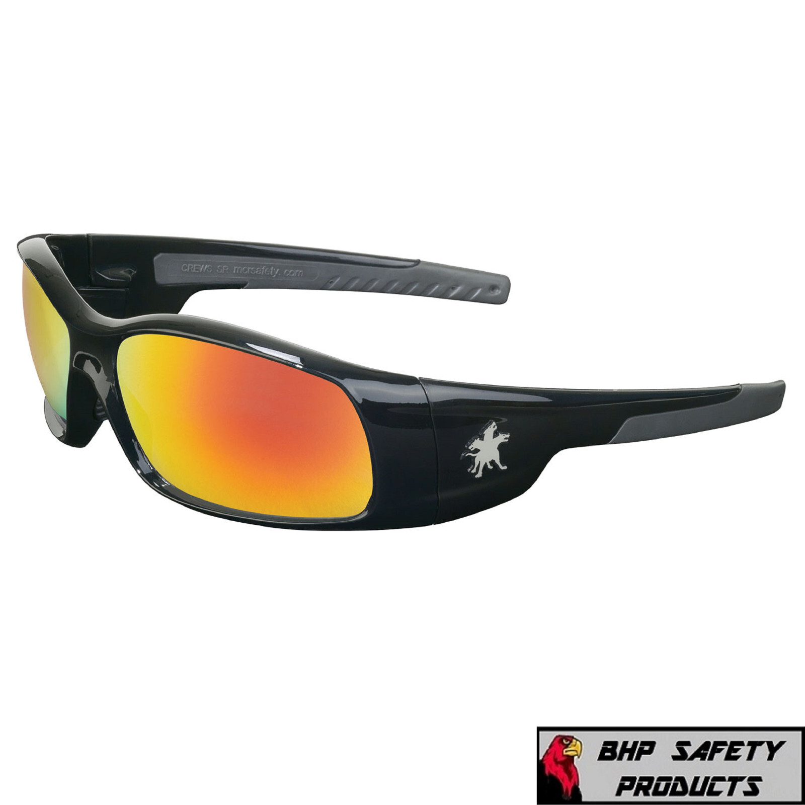 Crews SR11R MCR Swagger Safety Glasses Black Frame Fire Mirror Lens (1 Pair)