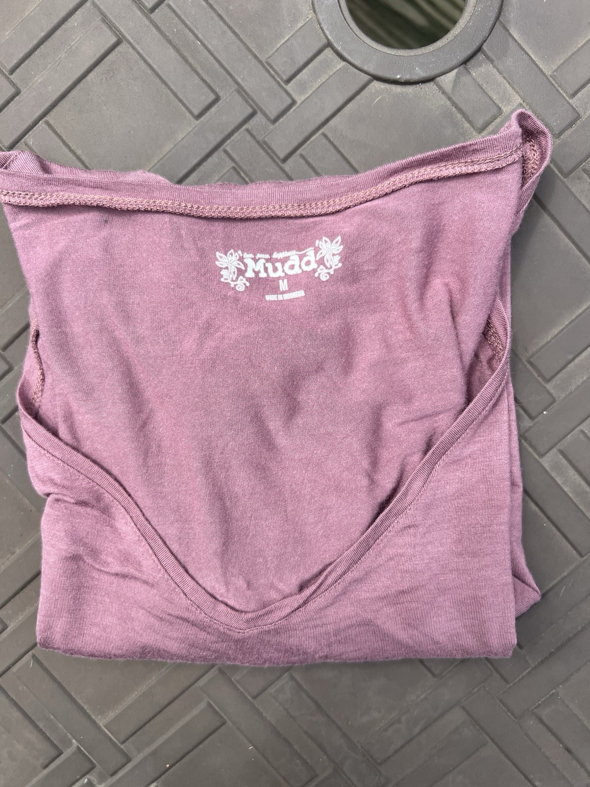 Mudd Purple Solid V-Neck Knit Short Sleeve Pullover T-Shirt Women’s M # 197