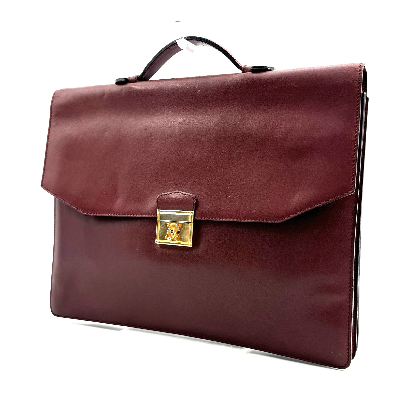 Cartier Briefcase Business Bag Leather Bordeaux Red Authentic
