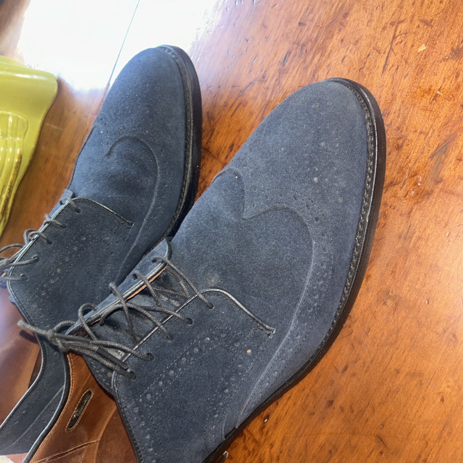 Allen Edmonds “Player’s Shoe” Size 13D Navy Suede Wingtip Oxford Dress Shoes