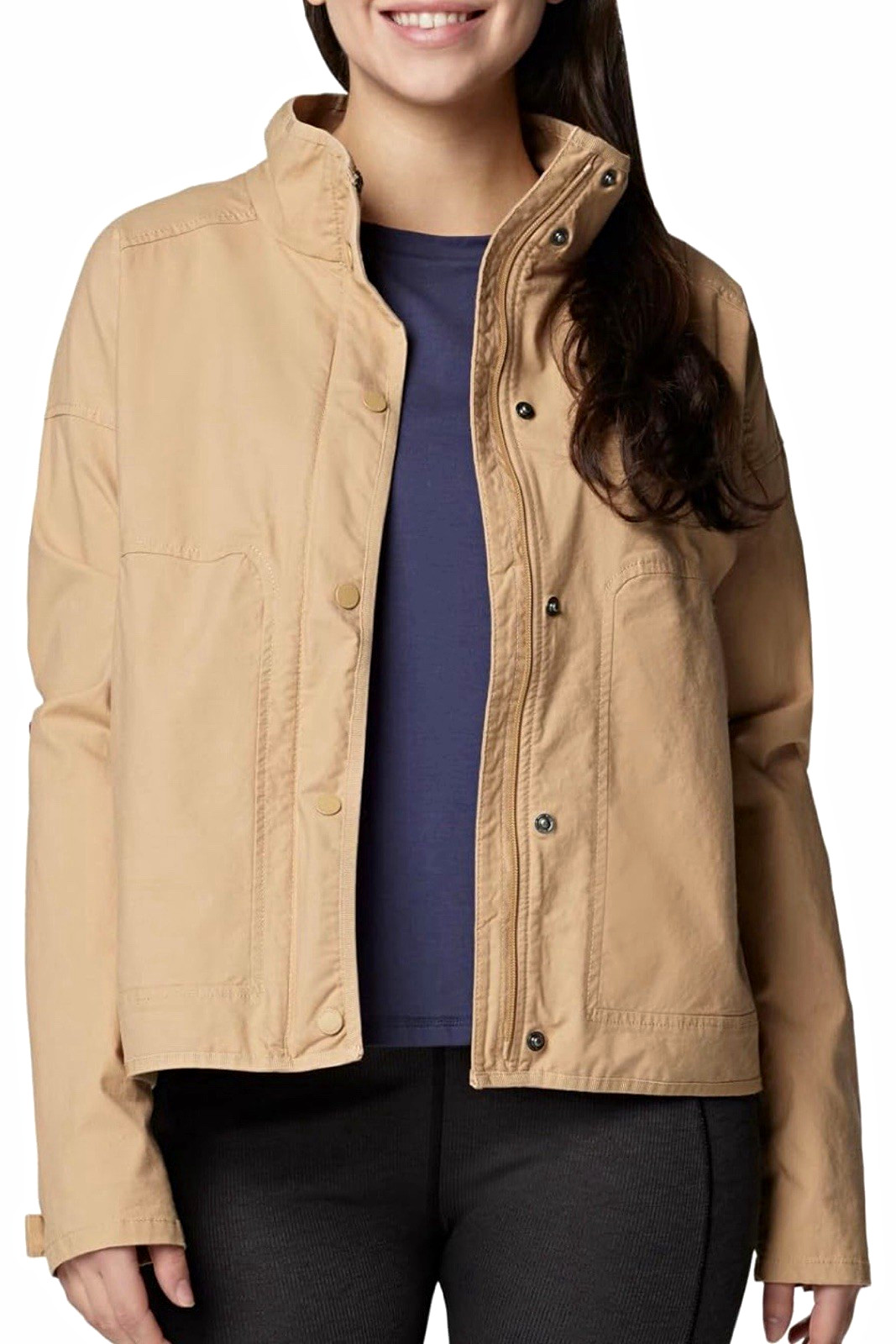 Columbia Women’s Beige Sage Lake Jacket Full Zip Snap Pockets Size M