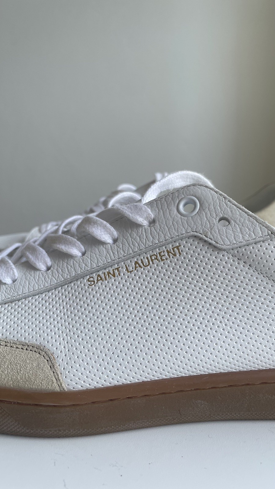 YSL Saint Laurent Men’s White Leather Sneakers Size 44.5 US 11.5
