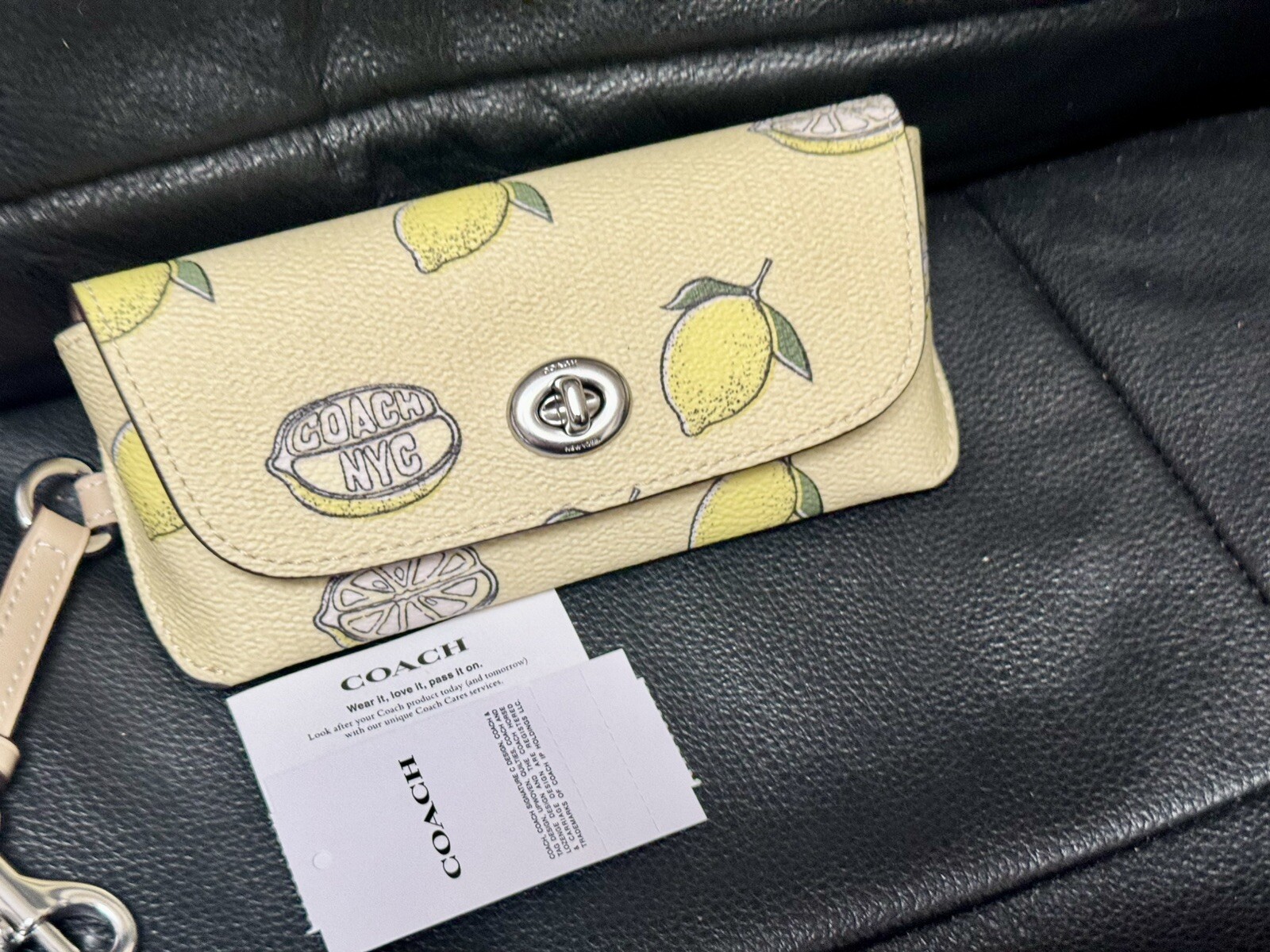 NWT Coach Sunglass Case With Lemon Print CAP11 in Garden Glade Multi