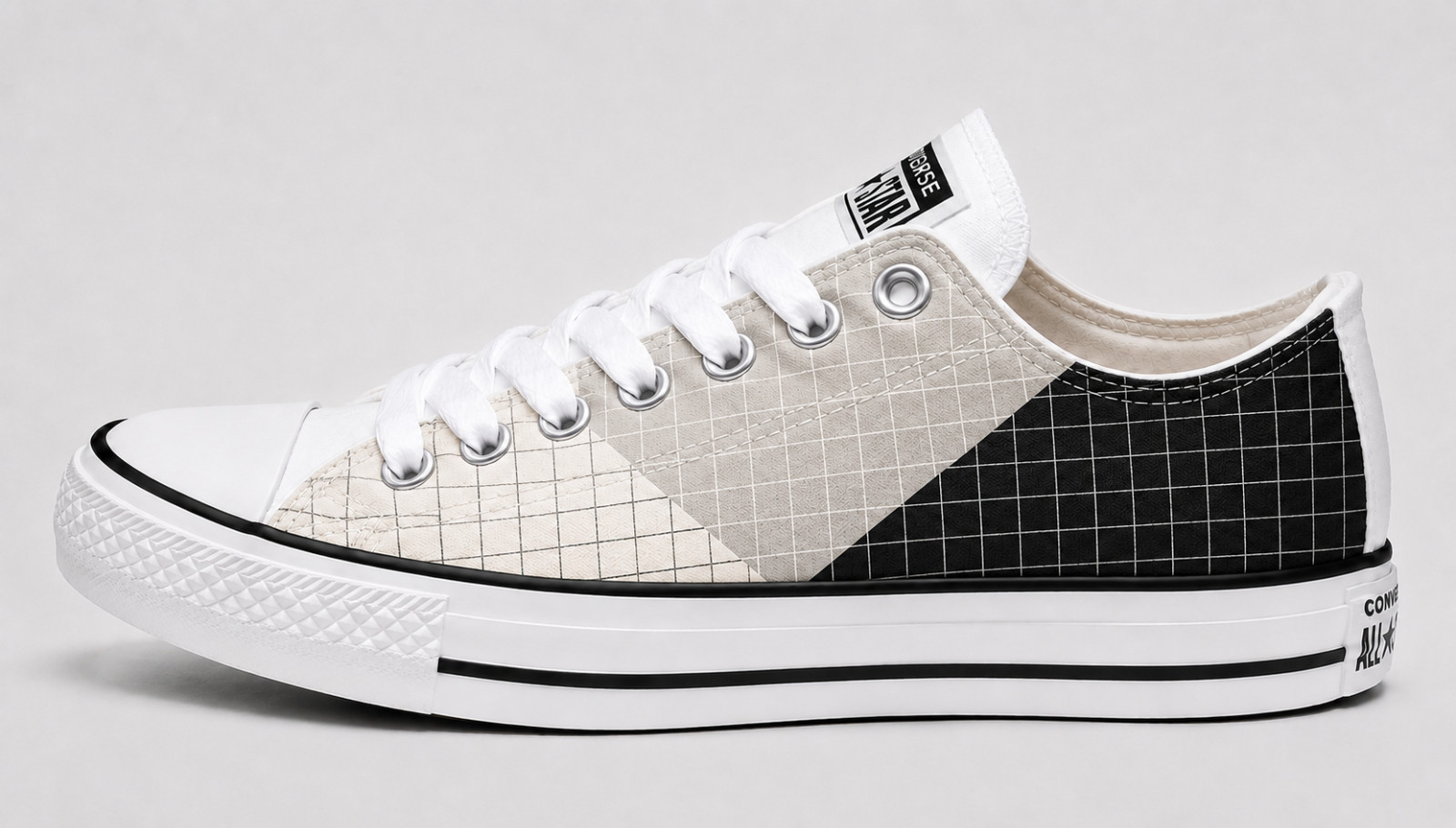 Custom Converse All Star Minimal Grid Patchwork Low Top Sneakers Unisex