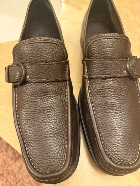 Salvatore Ferragamo Gancini Loafers Brown Leather Buckle Slip On Dress Shoes 10D