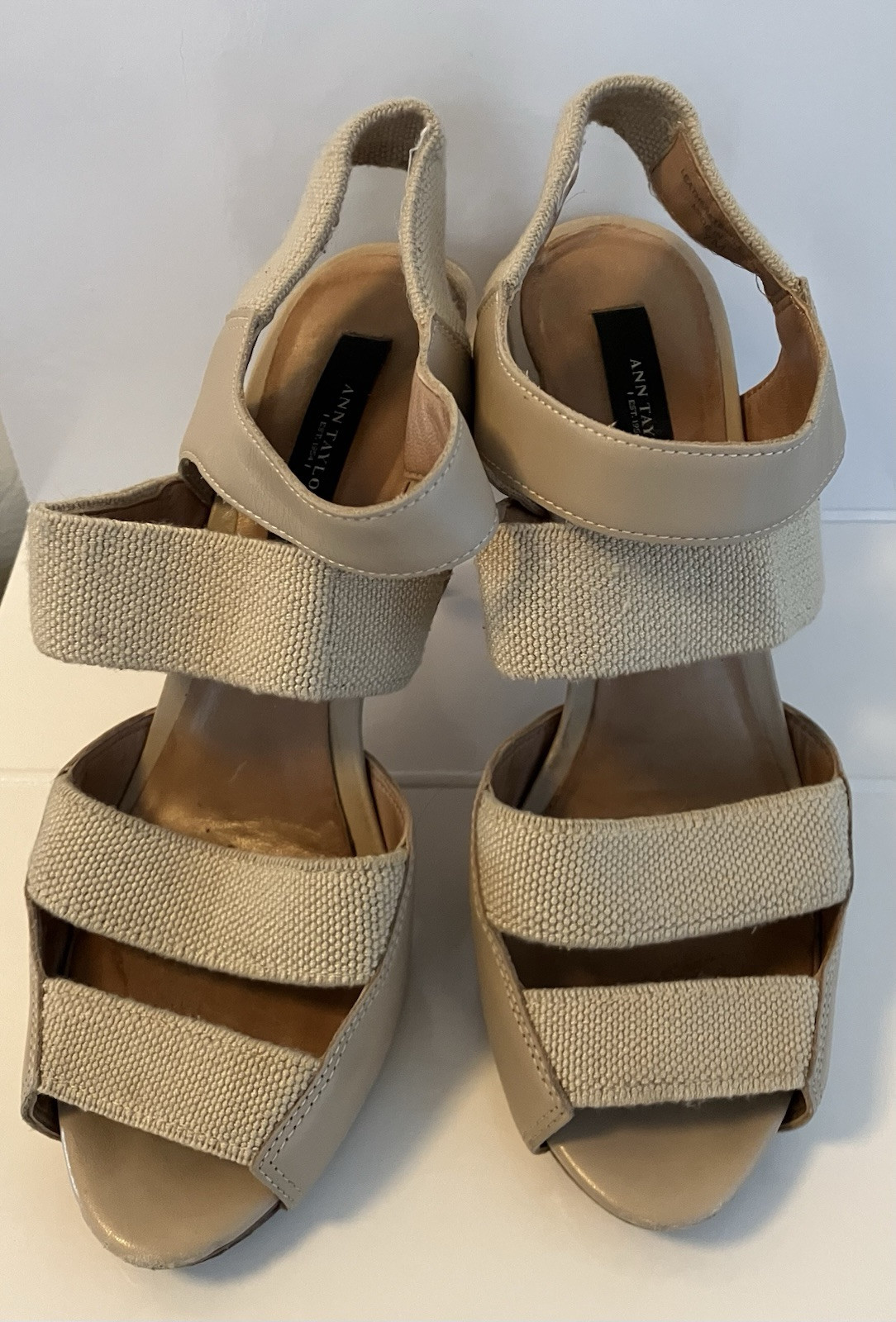 ANN TAYLOR shoes 7 stiletto Elastic Fabric & Leather