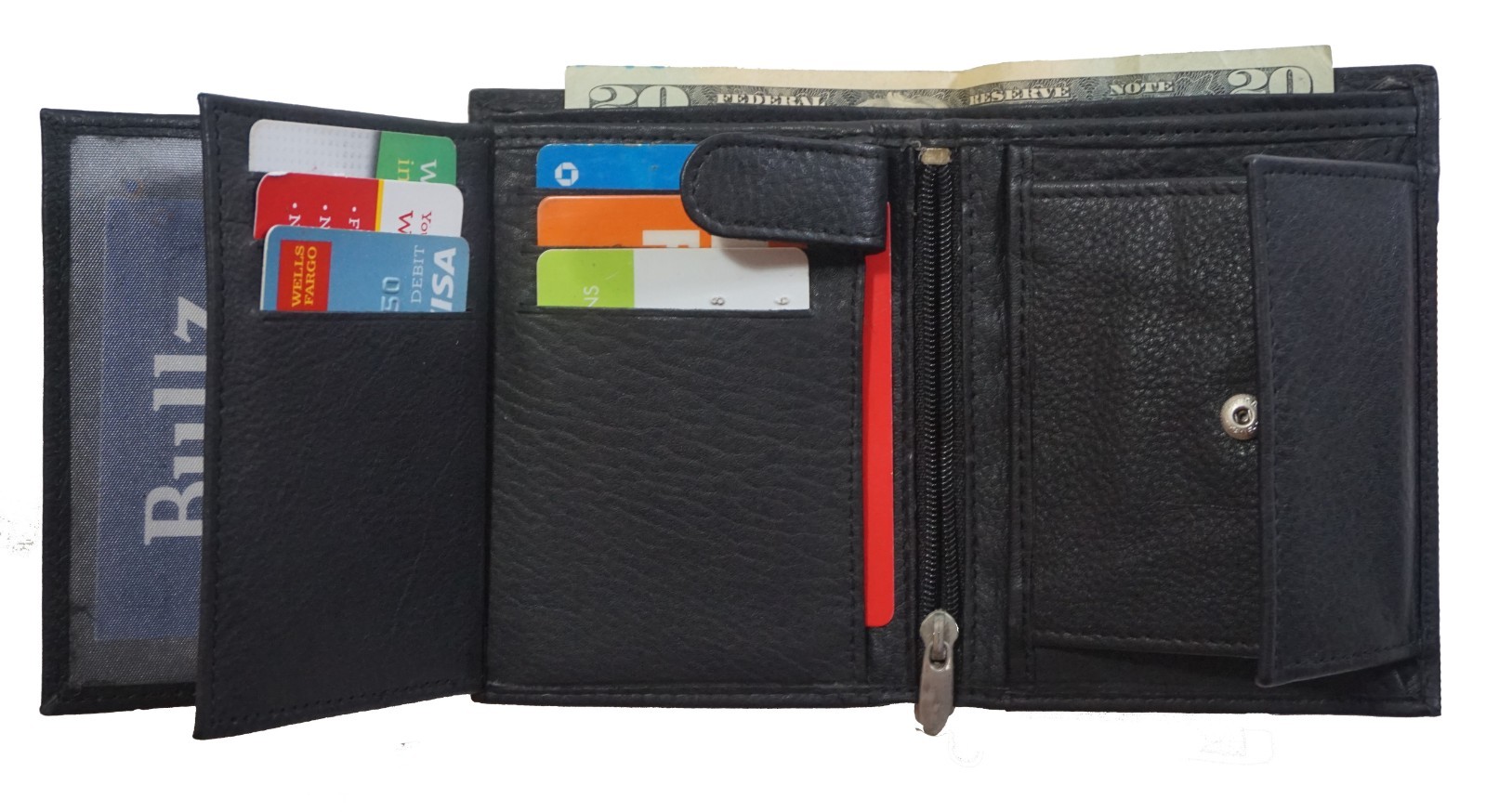 Genuine Leather Men’s Bifold Wallet Slim Hipster Cowhide Credit Card New Black