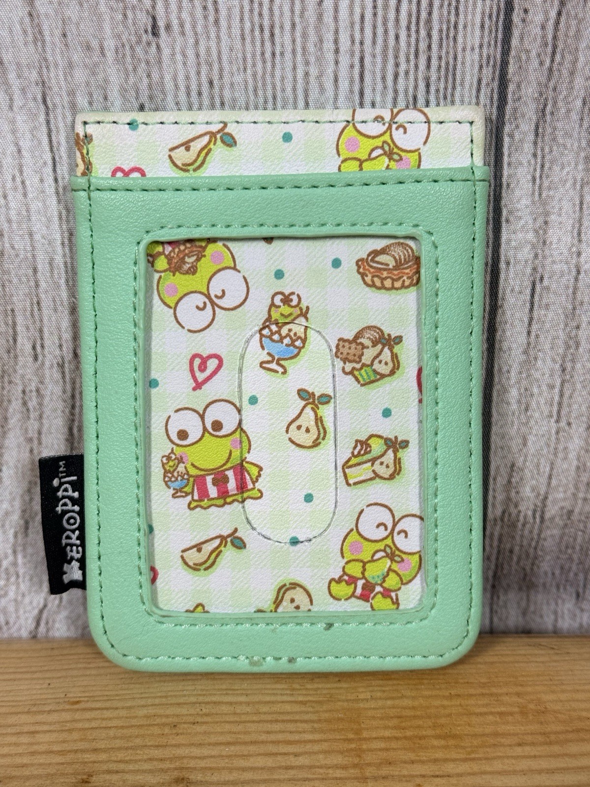 SANRIO Keroppi gingham cardholder