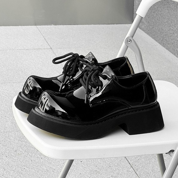 Men’s Women Round Toe Patent Leather Dress Shoes Platform Thick Sole Oxfords New