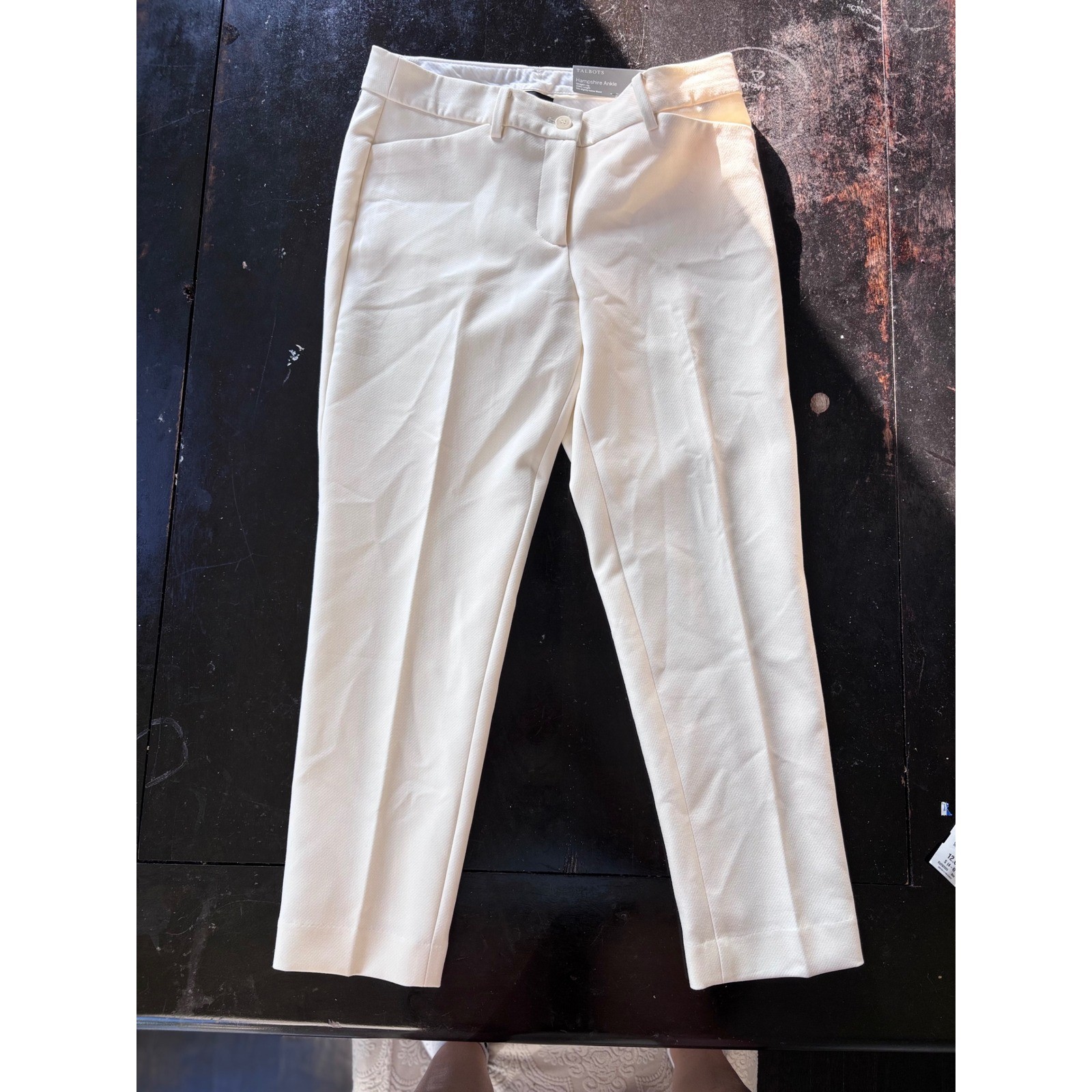 Talbots Hampshire Ankle Pants Ivory White Straight Leg Stretch Trousers 6P NEW