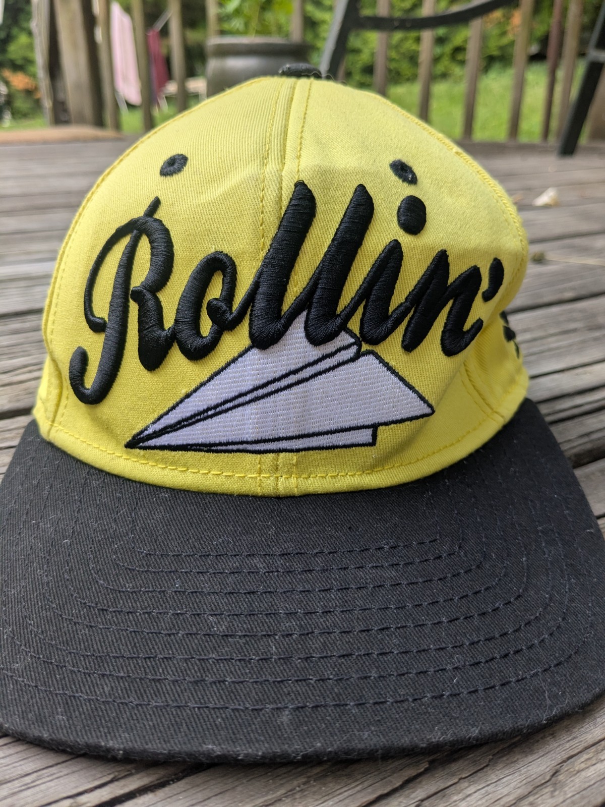 VTG Rollin Men’s Solid Baseball Cap Hat “Rollin” Embroidered, Yellow/Black, M