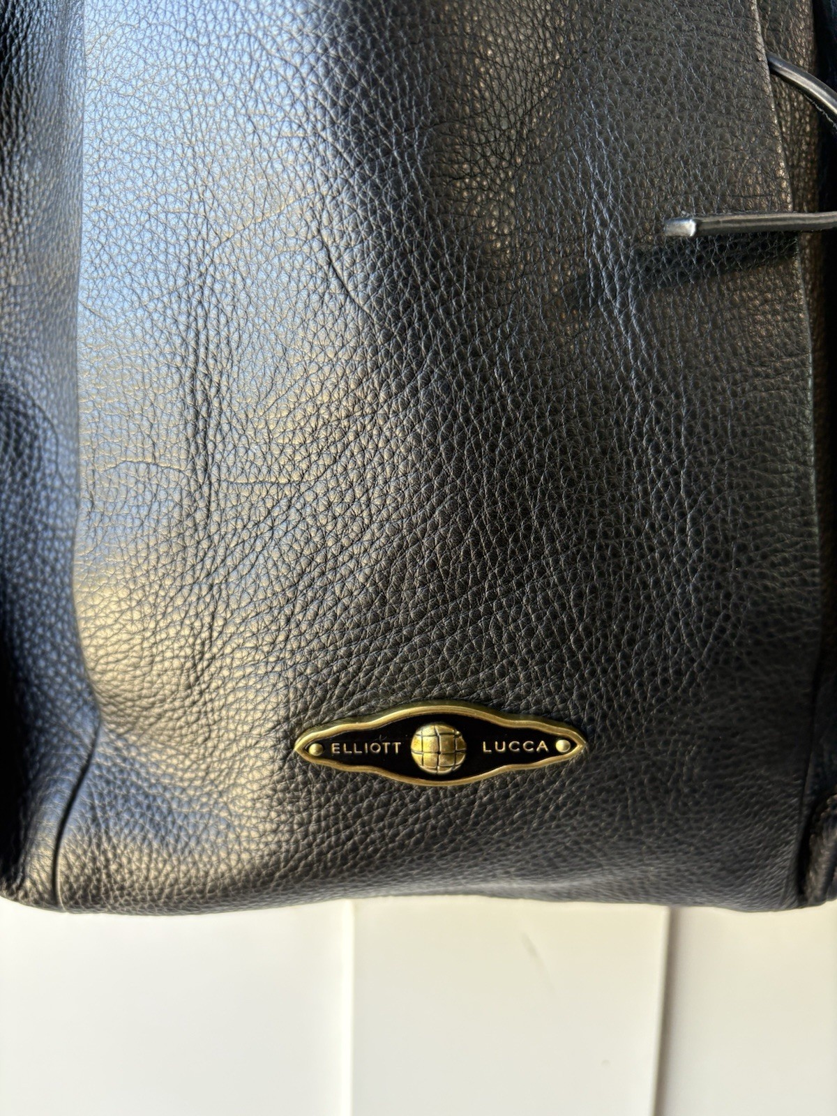 Elliott Lucca Sintra Black Leather Hobo Shoulder Bag Soft Slouchy Pebbled Bag