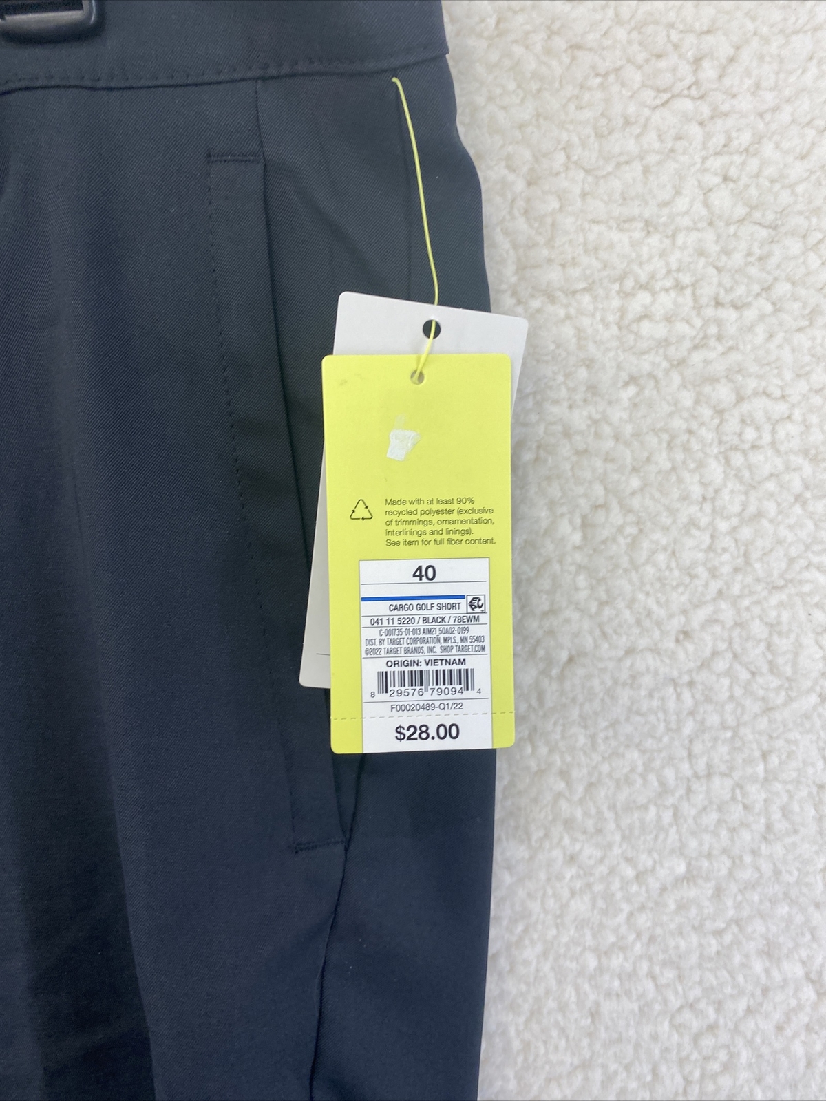 All in Motion Quick Dry UPF 50 Moisture Wicking Cargo Golf Shorts Black Size 40