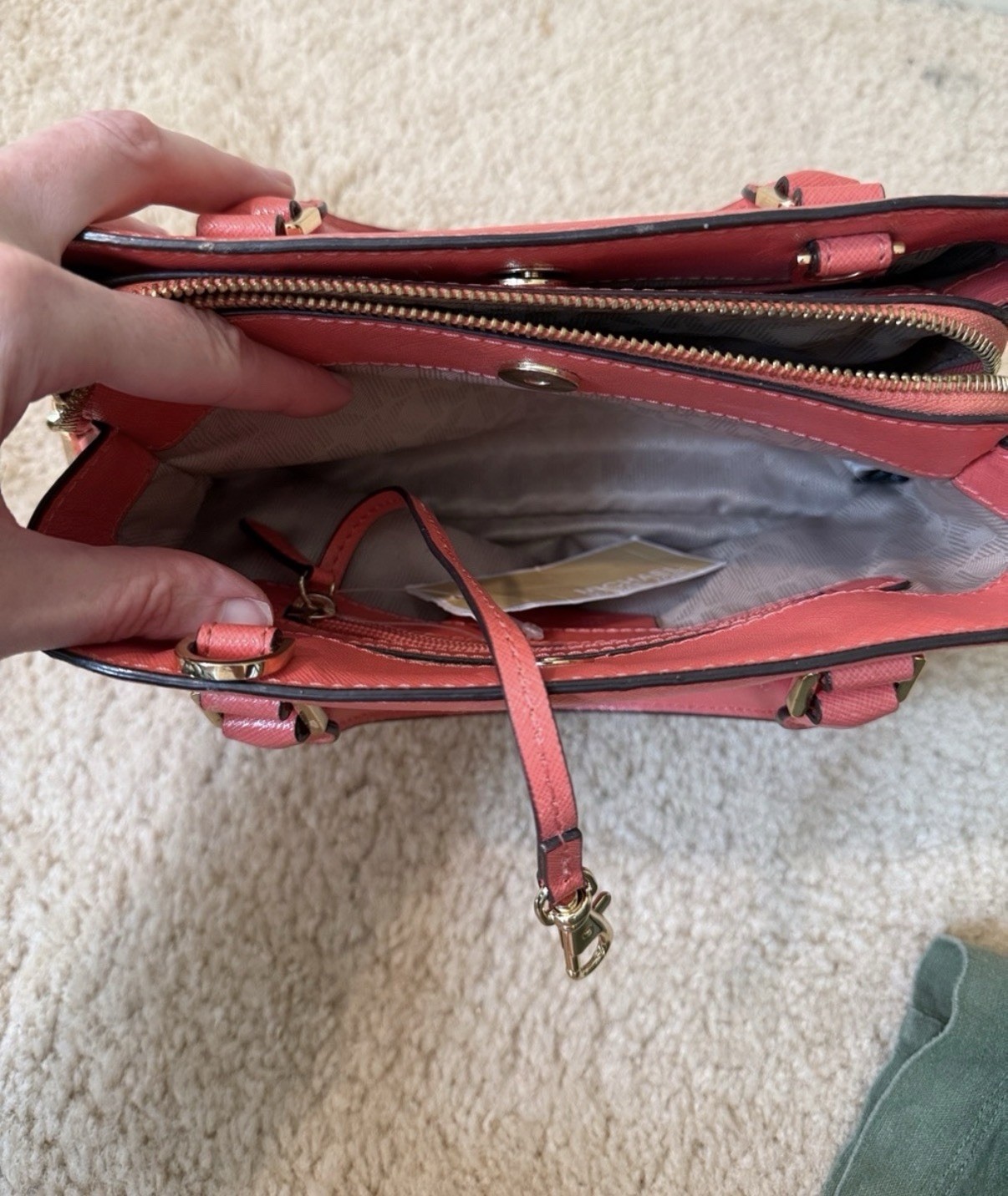 Michael Kors Savannah Small Satchel Saffiano Leather Top Handle Pink Grapefruit
