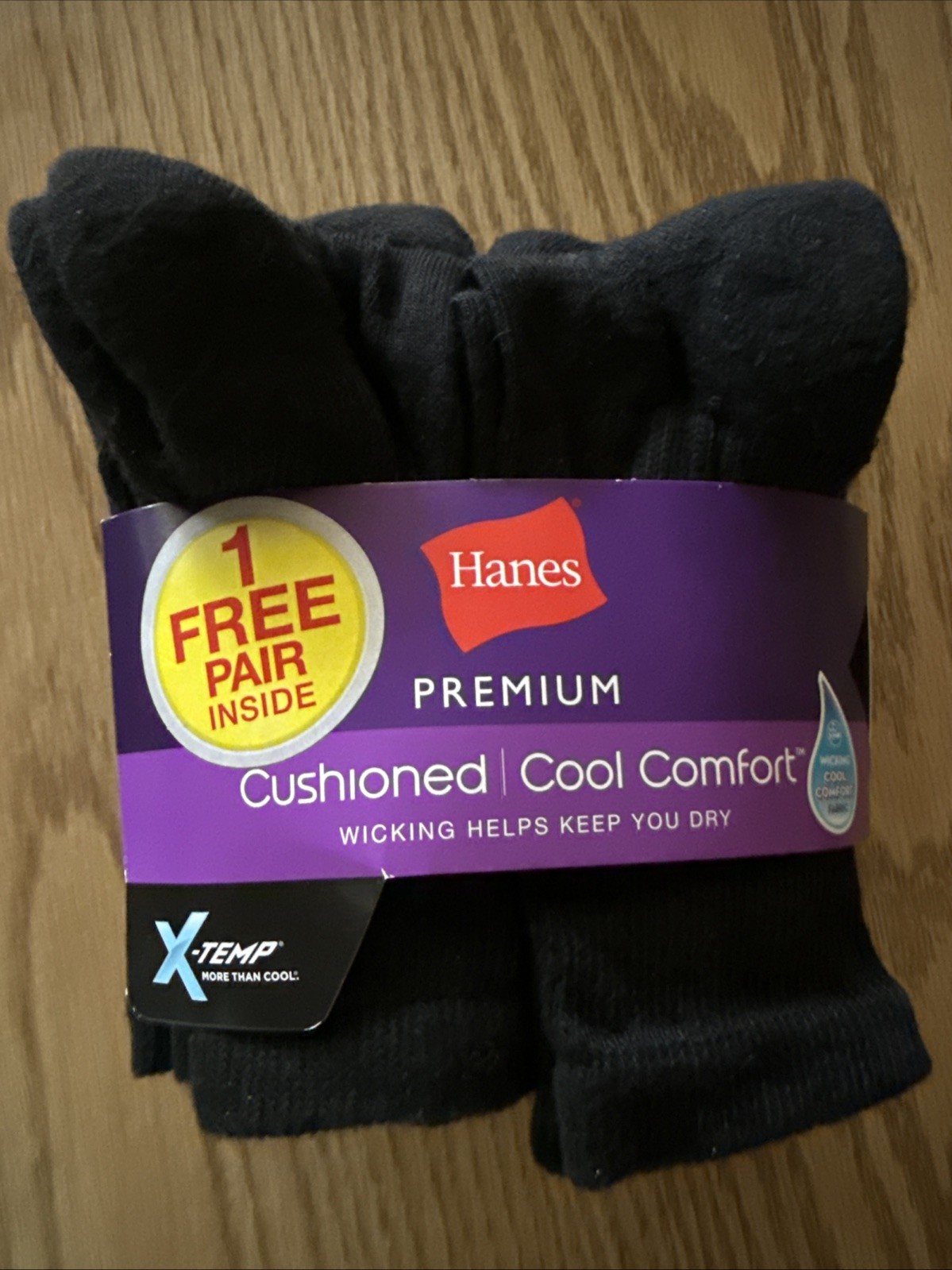 NWT Hanes Women’s 7 Pack Crew Socks Cushioned Cool Comfort Black Size 5-9
