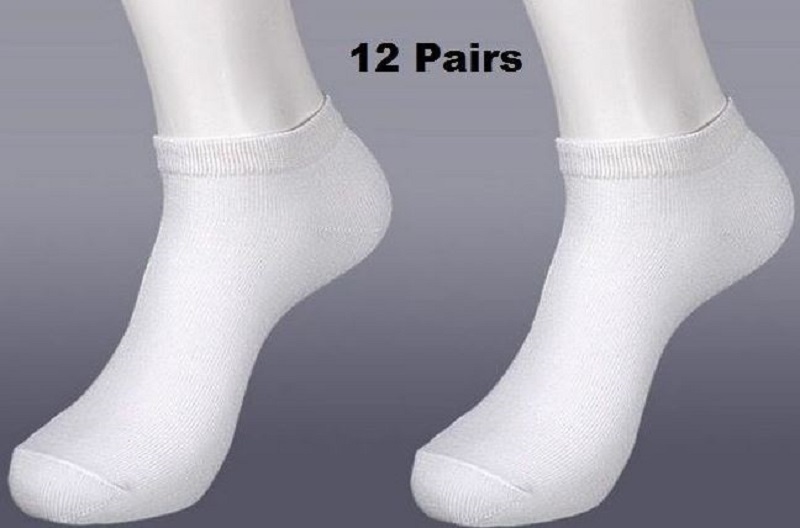 12 Pairs WHITE Ankle Spandex Low Cut Socks Size 10-13 Men Women #70033 WT-A