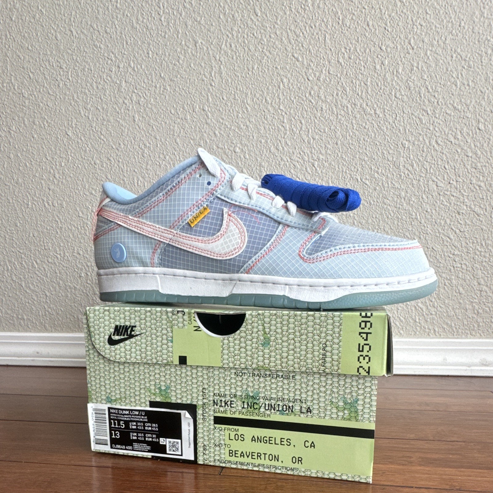 Nike Dunk Low x Union LA Passport Pack Argon Gray/White/Blue Sneaker DJ9649-400