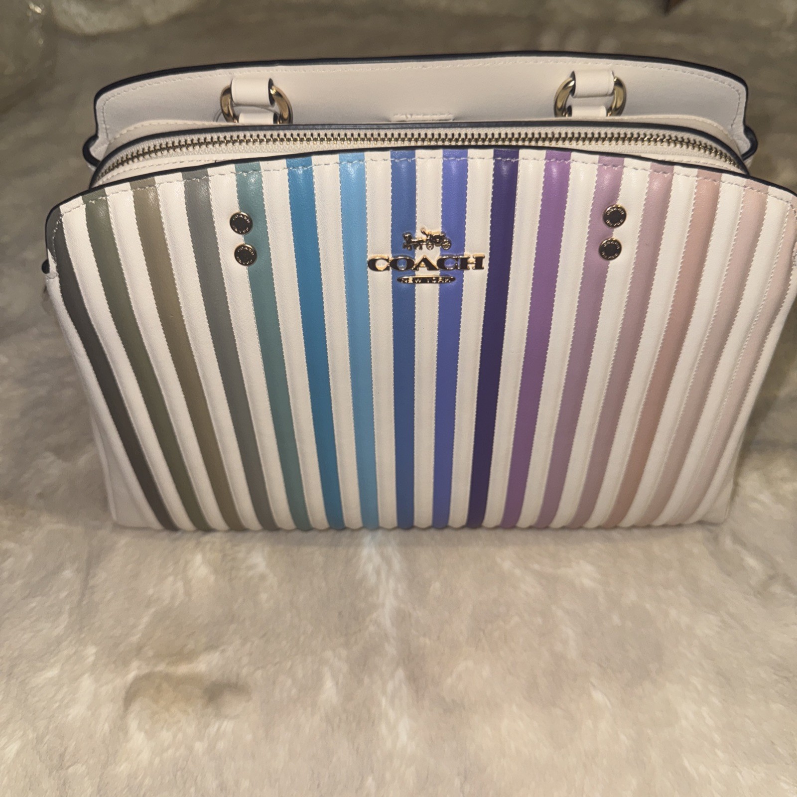 Coach 91051 Ombre Large Lillie Quilted Leather Satchel Carryall BNWT Rare