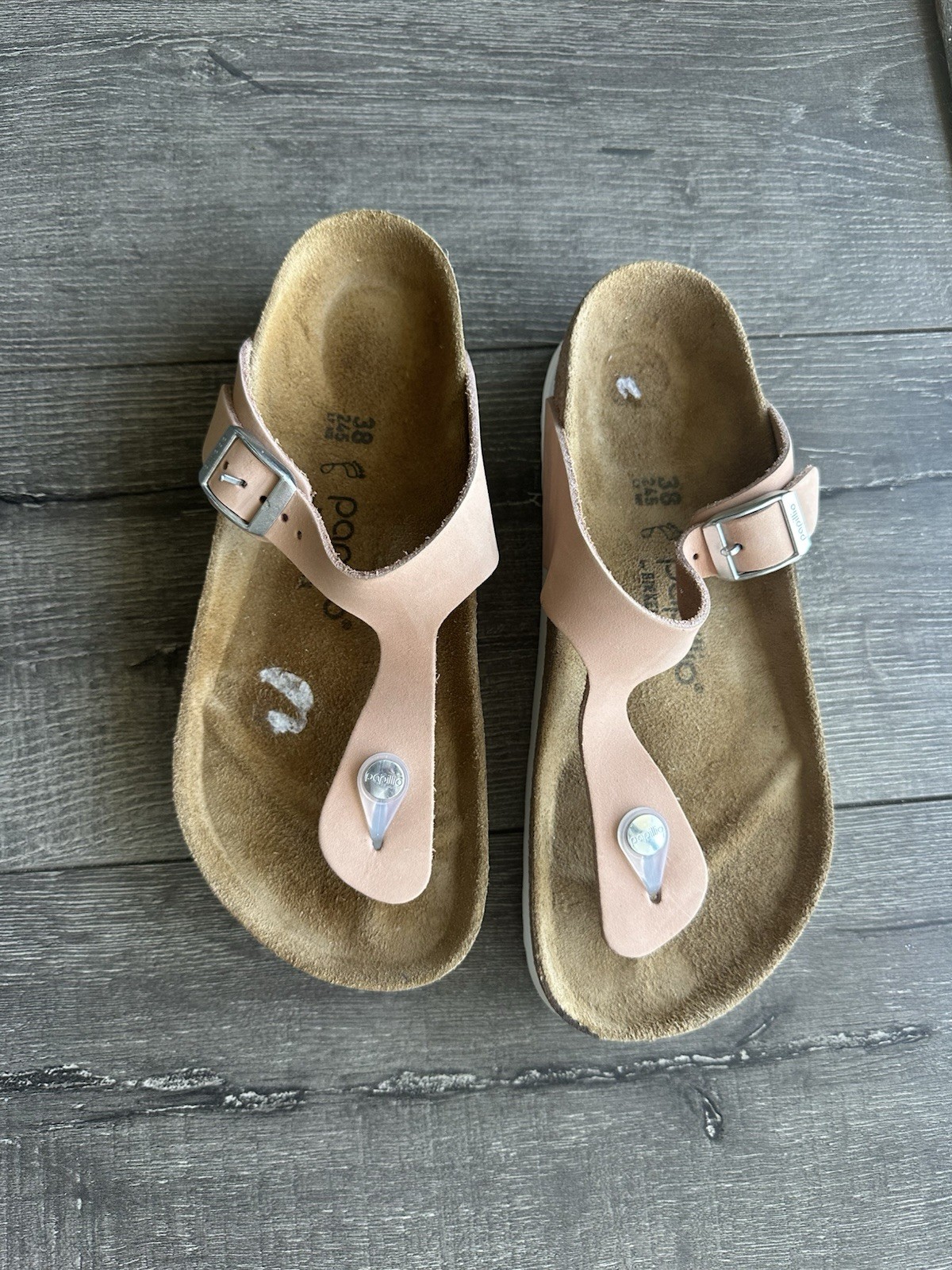 Papillio Women’s Pink Thong Wedge Sandals Buckle Cork Footbed EU 38 US 7
