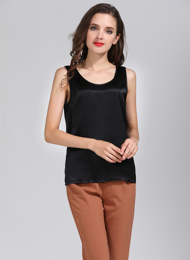 Women’s 100% Pure Silk Classical Tank Top Camisole Sleeveless Vest Shirt Colors
