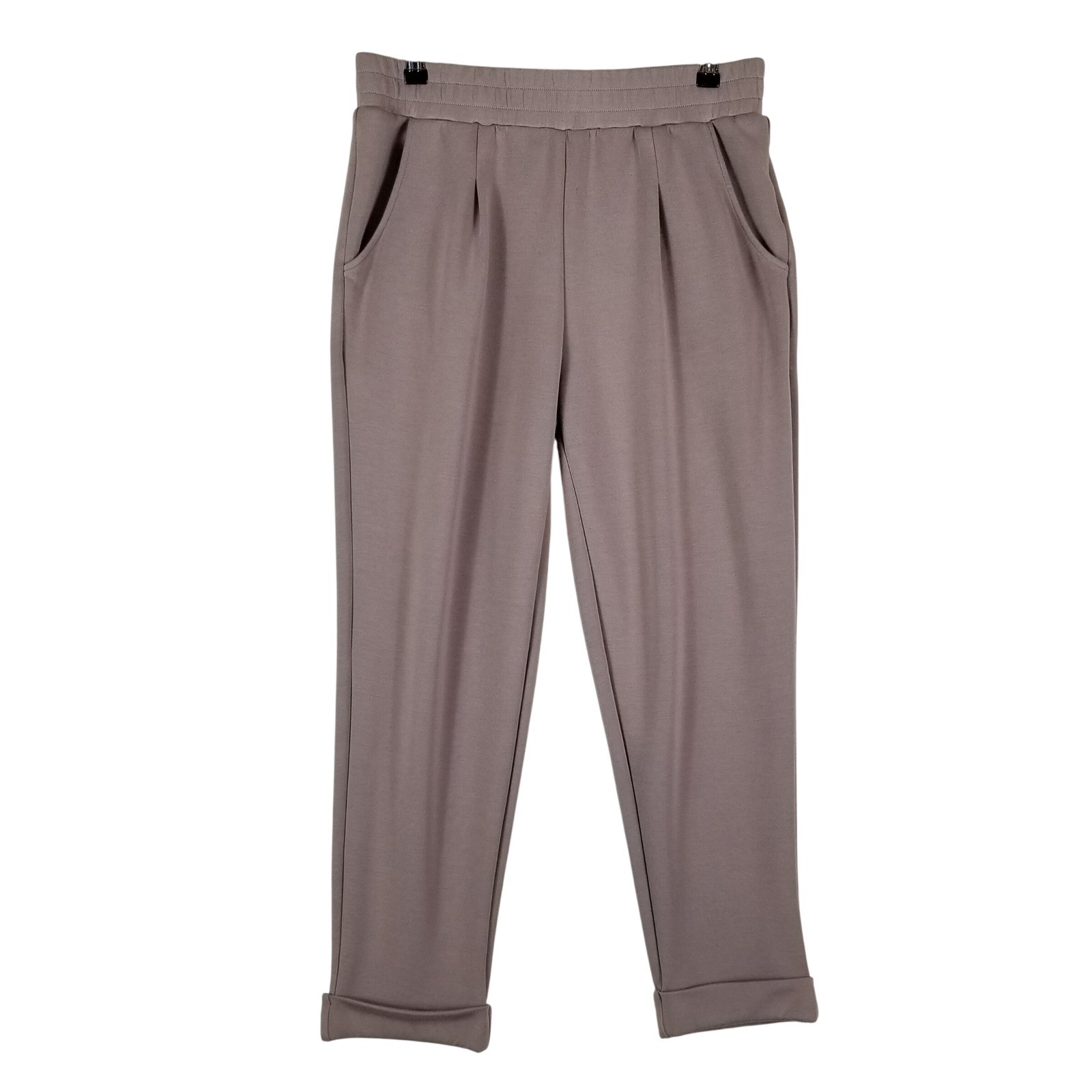 Varley DoubleSoft Pants Women Large Taupe Pleated Front Cuffed Hem Jogger