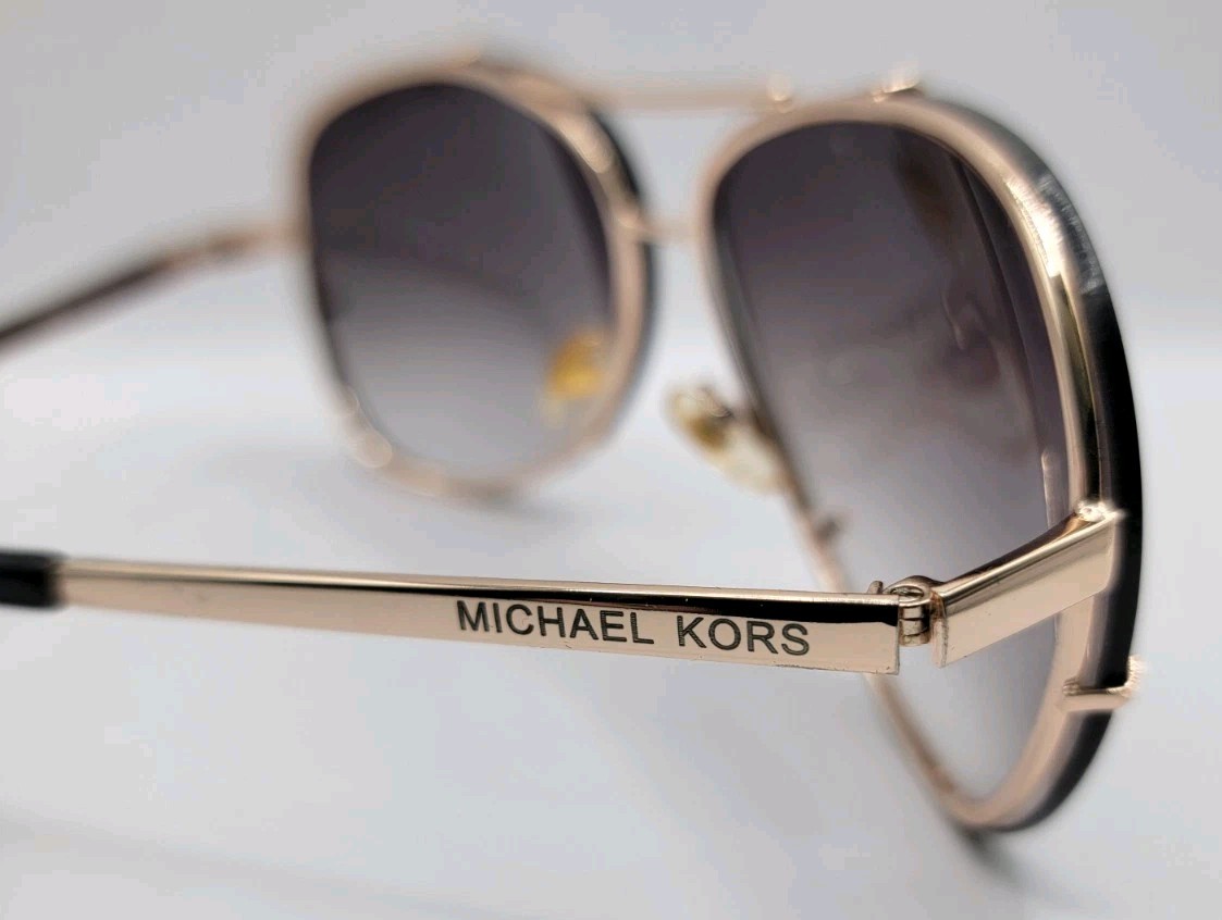 Michael Kors Stella Aviator Mens Sunglasses Gold Metal Gray Gradient UV400 125mm