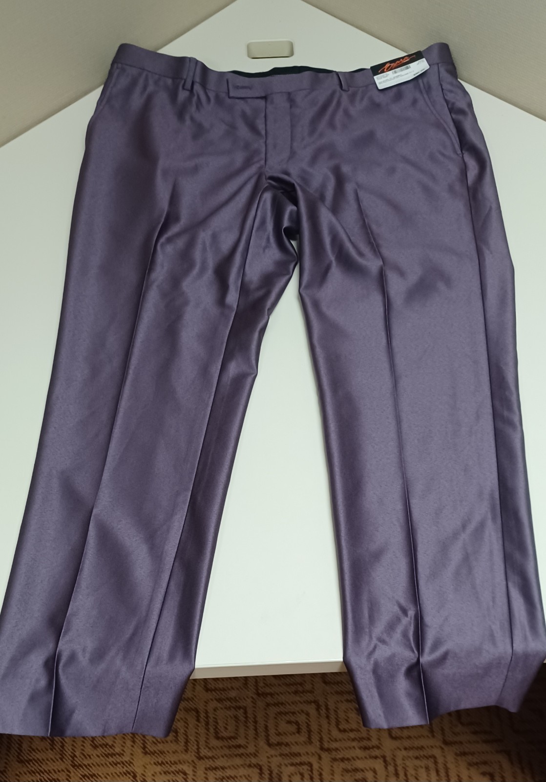 Egara Suit Separates Flat Front Skinny Fit Dress Pants, Slacks. Purple, 40X30.