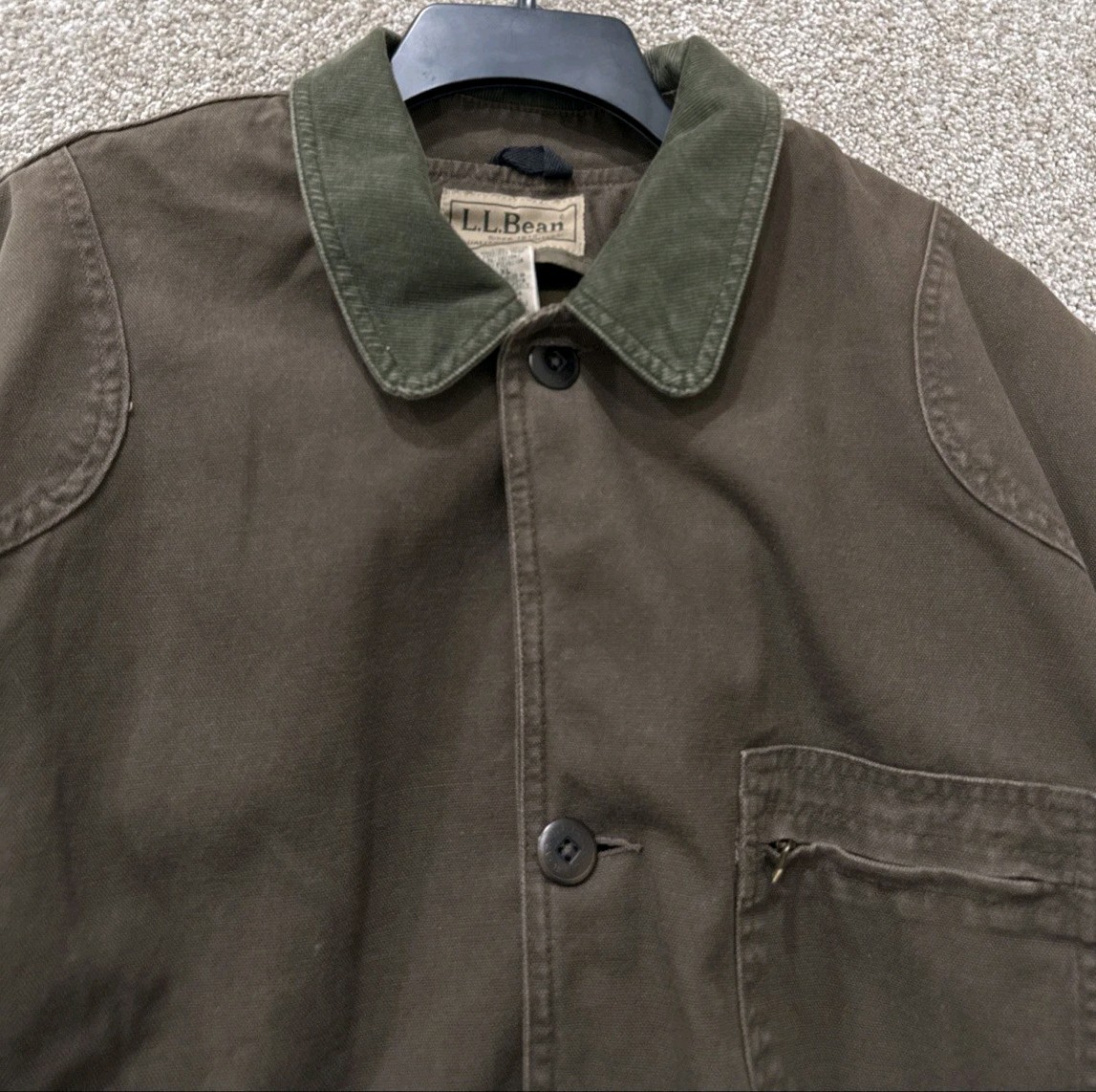 LL Bean Mens Size XLT TALL Brown Canvas Lined Insulated Barn Chore Coat Jacket