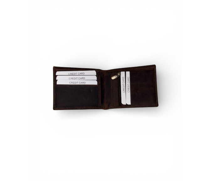 Premium Hunter Leather Wallet – Coffee Brown (Custom Name)