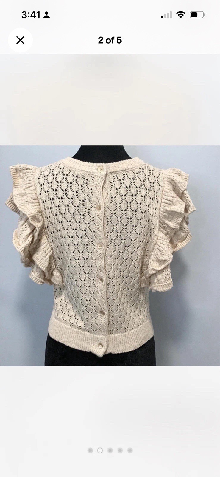Beige ruffle LFD crochet top small