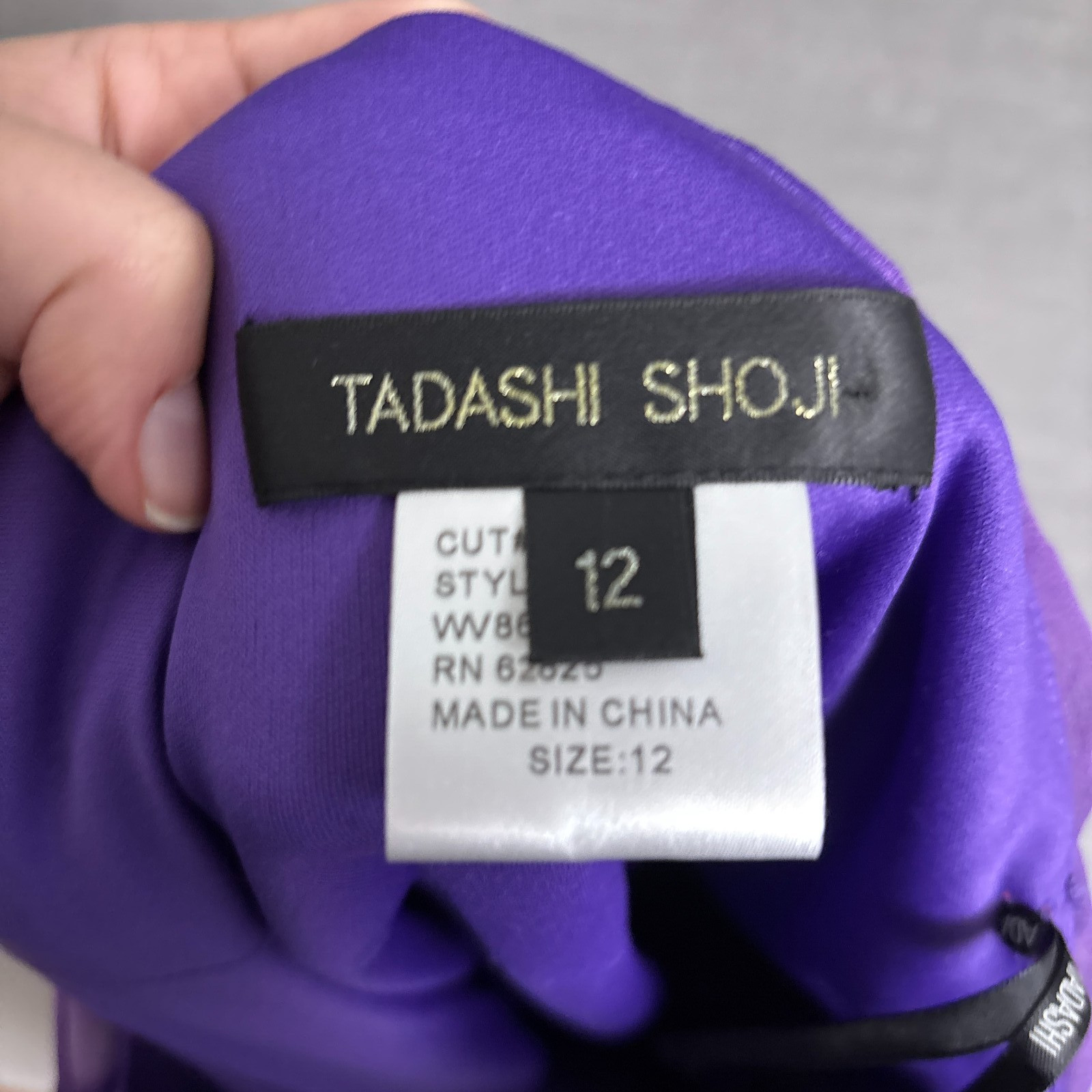 Tadashi Shoji Dress 12 Purple Silk Cocktail Party Guest Evening One Shoulder