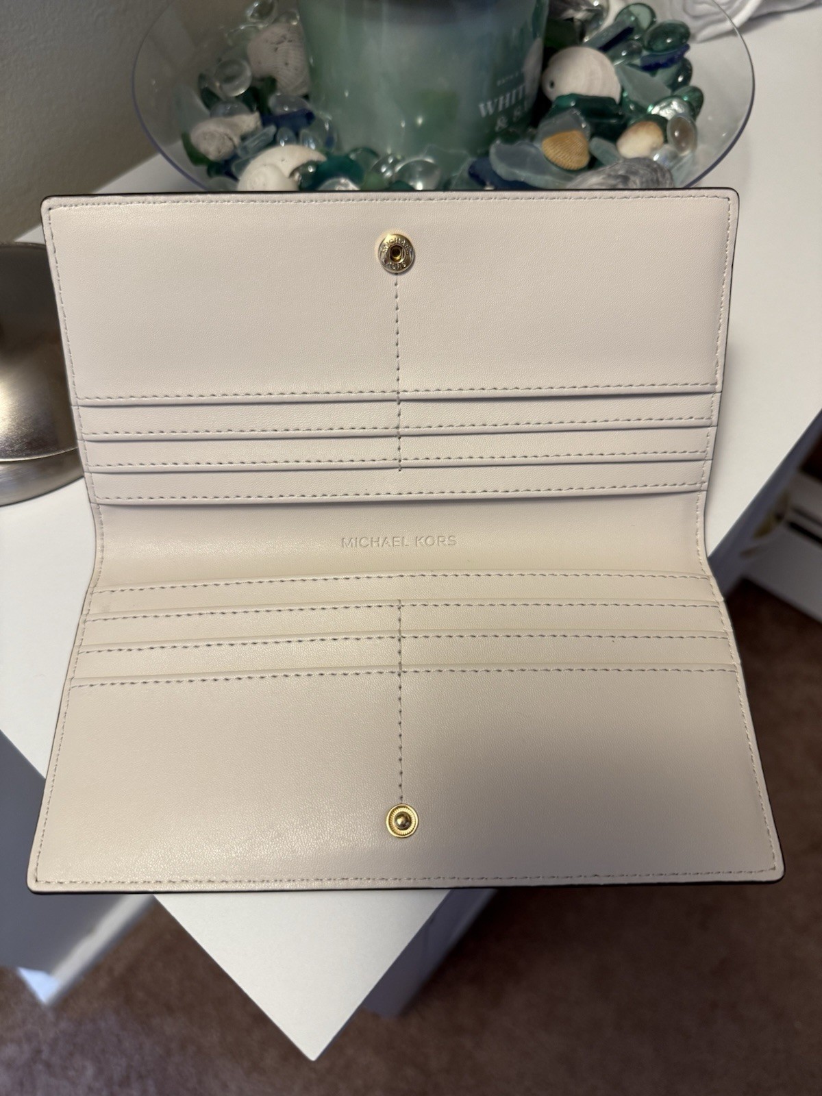Michael Kors Cream Satchel Snake Print Trim Gold Hardware Zip Detachable Strap