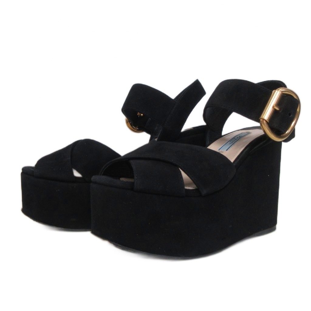 Prada Platform Sandals Suede Black Women’s Size EU35/US5