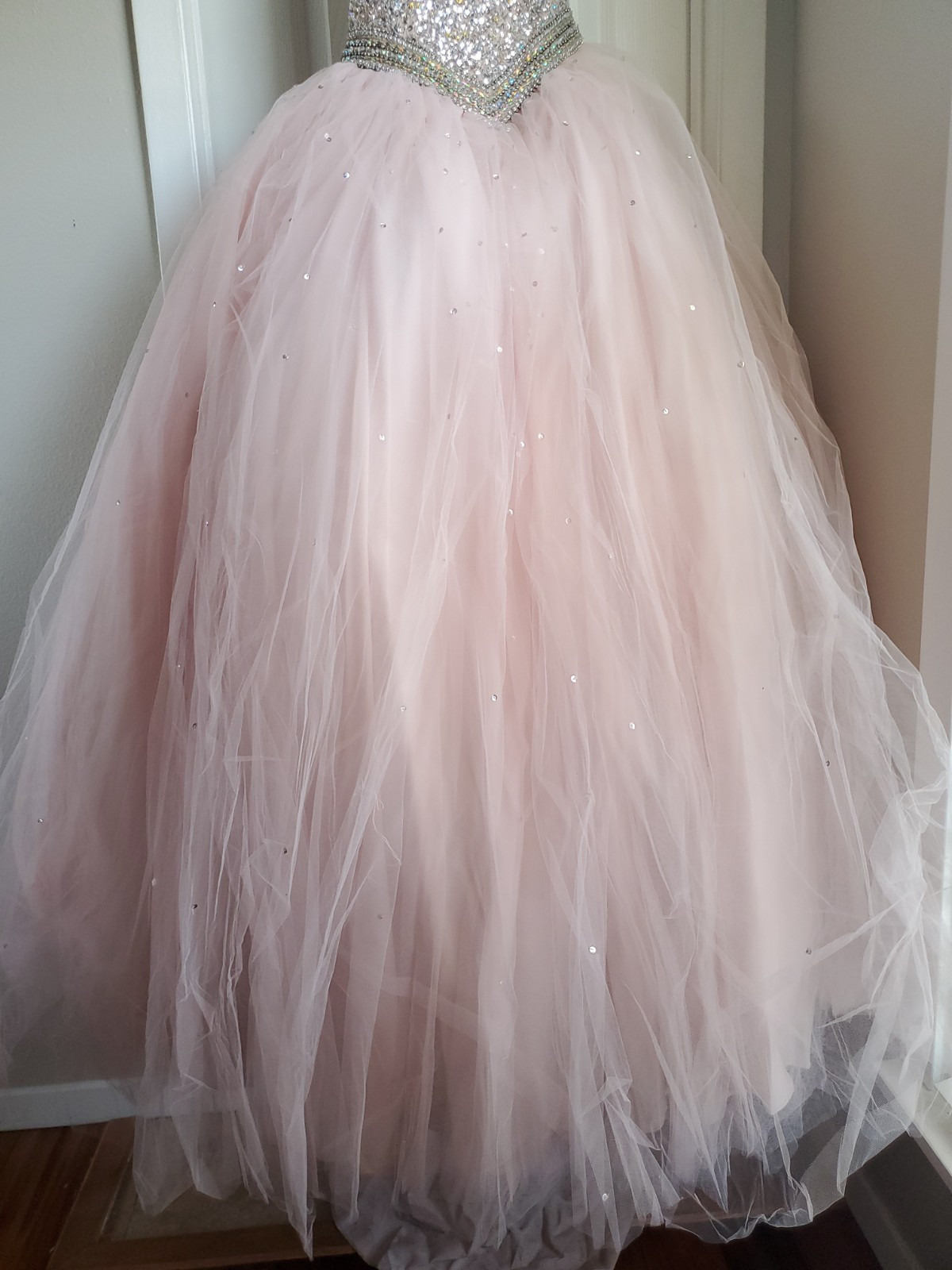 Mori Lee 60040 Valencia Gardner Sequin Dress Nude Blush Quinceanera Prom Size 0