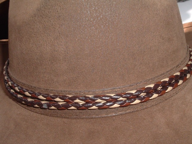 Mens Handsome Braided Black Brown Tan Leather Stretch Hat Band