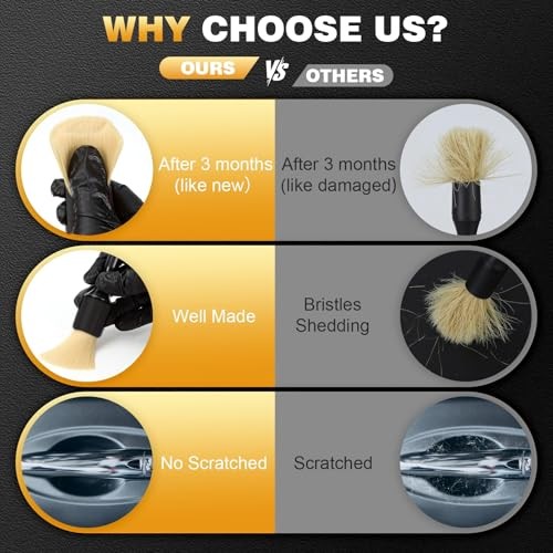 10Pcs Car Detailing Brush Set,Boars Hair Car 10pcs detail brush set black
