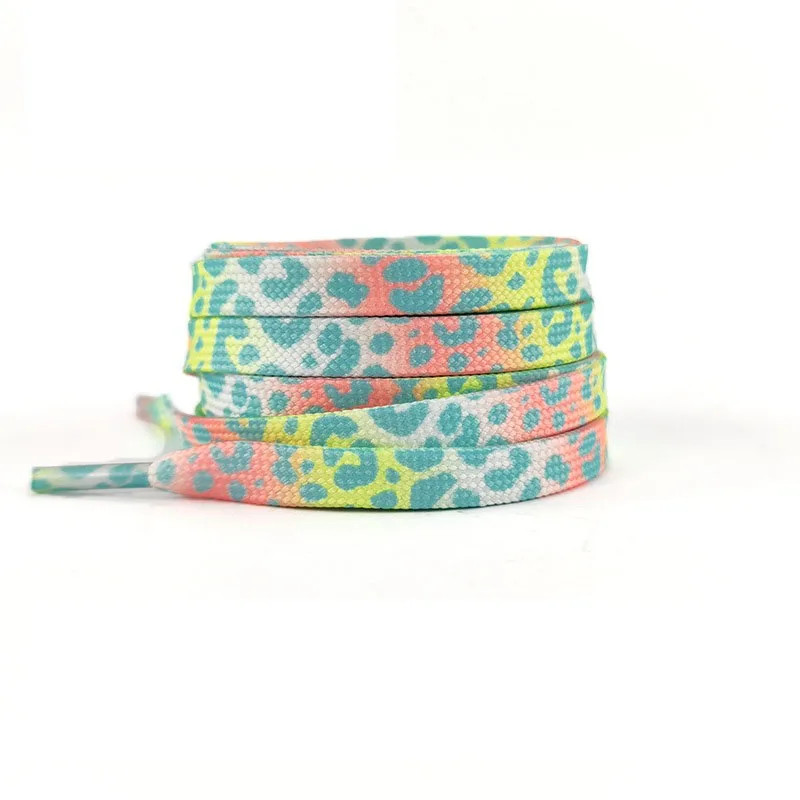 Fashion Flat Shoelaces for Sneakers Color Leopard Print Tie-dye Gradient Sho