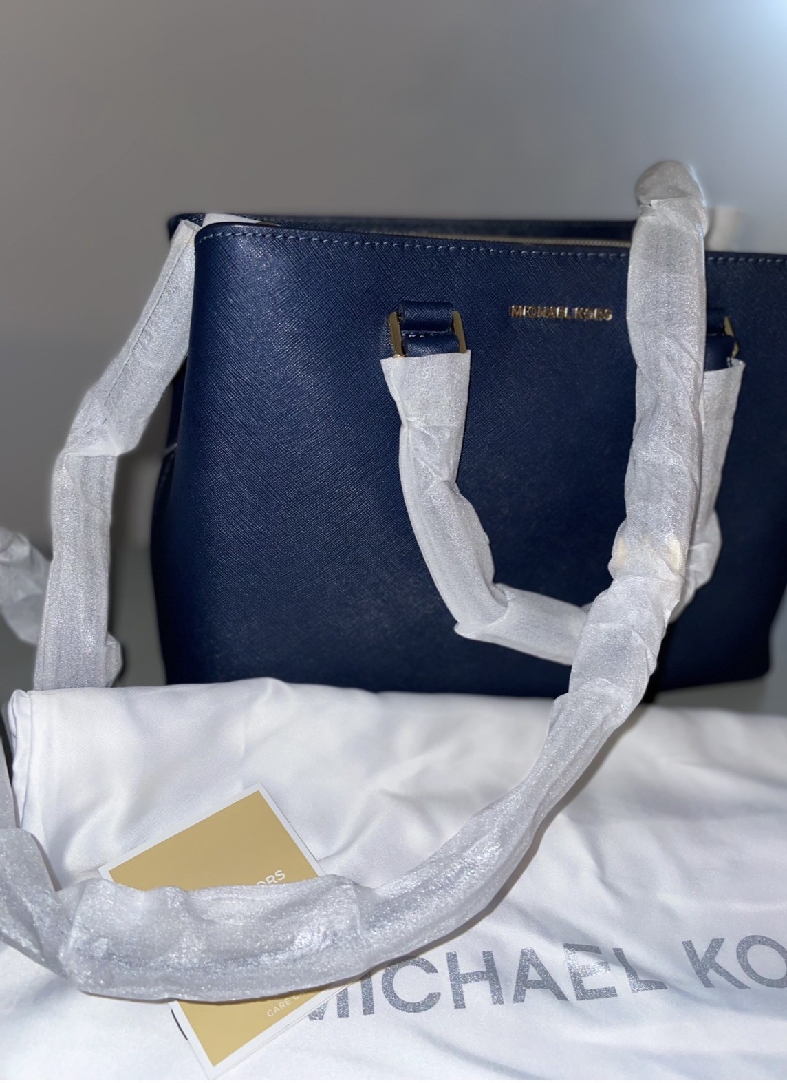 Michael Kors Savannah Satchel Leather Admiral Navy Blue