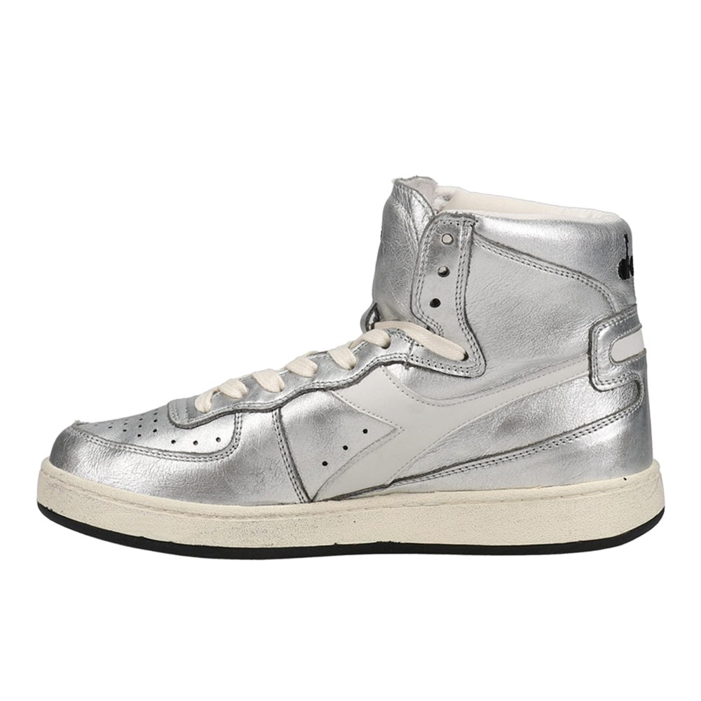 diadora Mi Basket Metallic Used High Top Mens Silver Sneakers Casual Shoes 1785