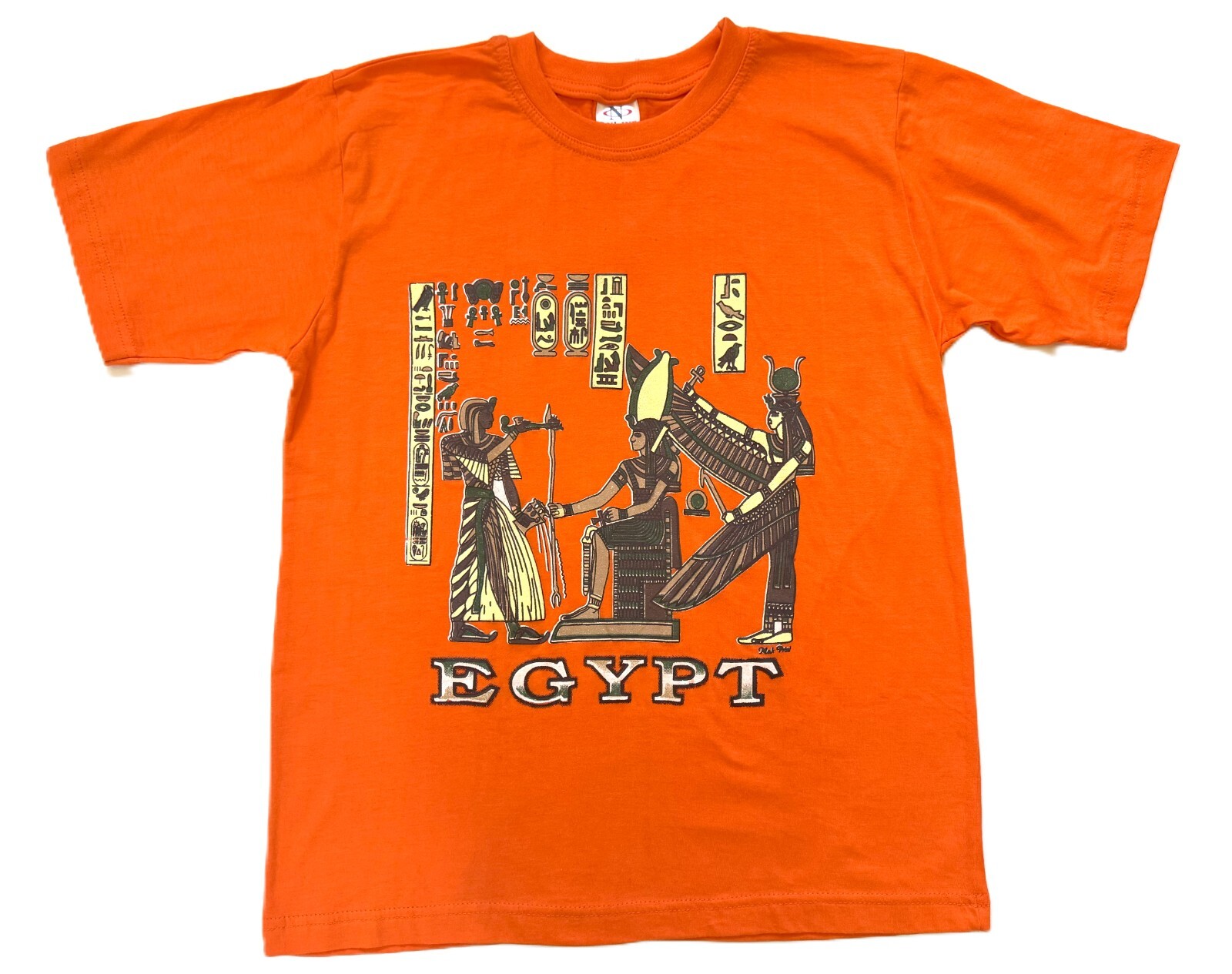 Egypt Boys Girls Egyptian Themed Short Sleeve Graphic Print Tee Shirt Top Orange