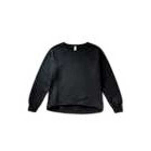 Alternative Black Sleeve Crew Neck Sweatshirt Raw Hem Pullover Top M