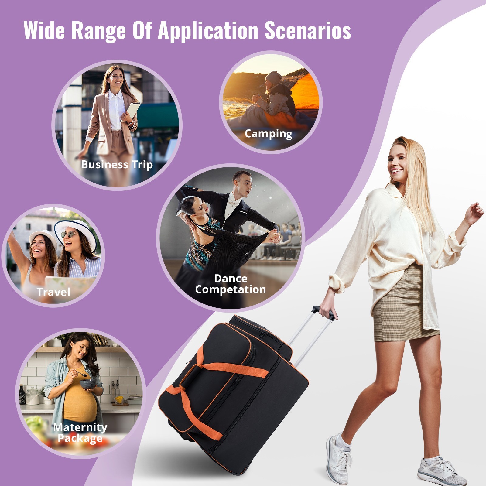 23″ Dance Bag with Garment Rack Dance Costumes Rolling Garment Bags For Travel