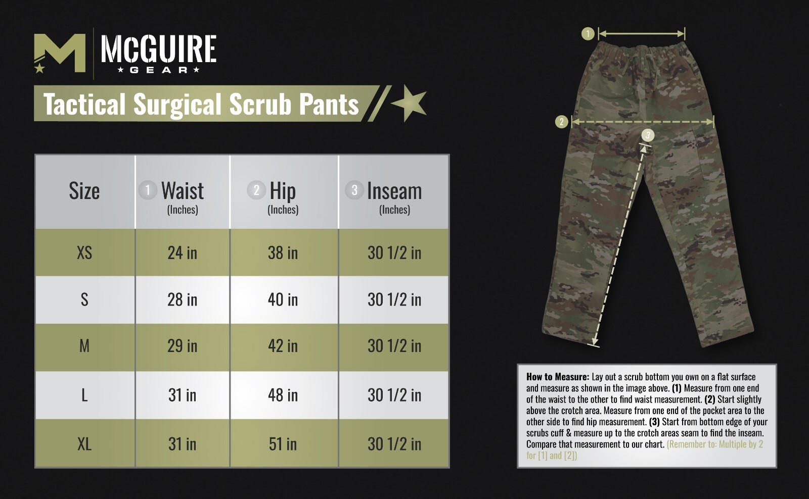 Tactical Surgical Scrub Pants, Nylon Cotton Ripstop, Cargo Pockets, Made in USA