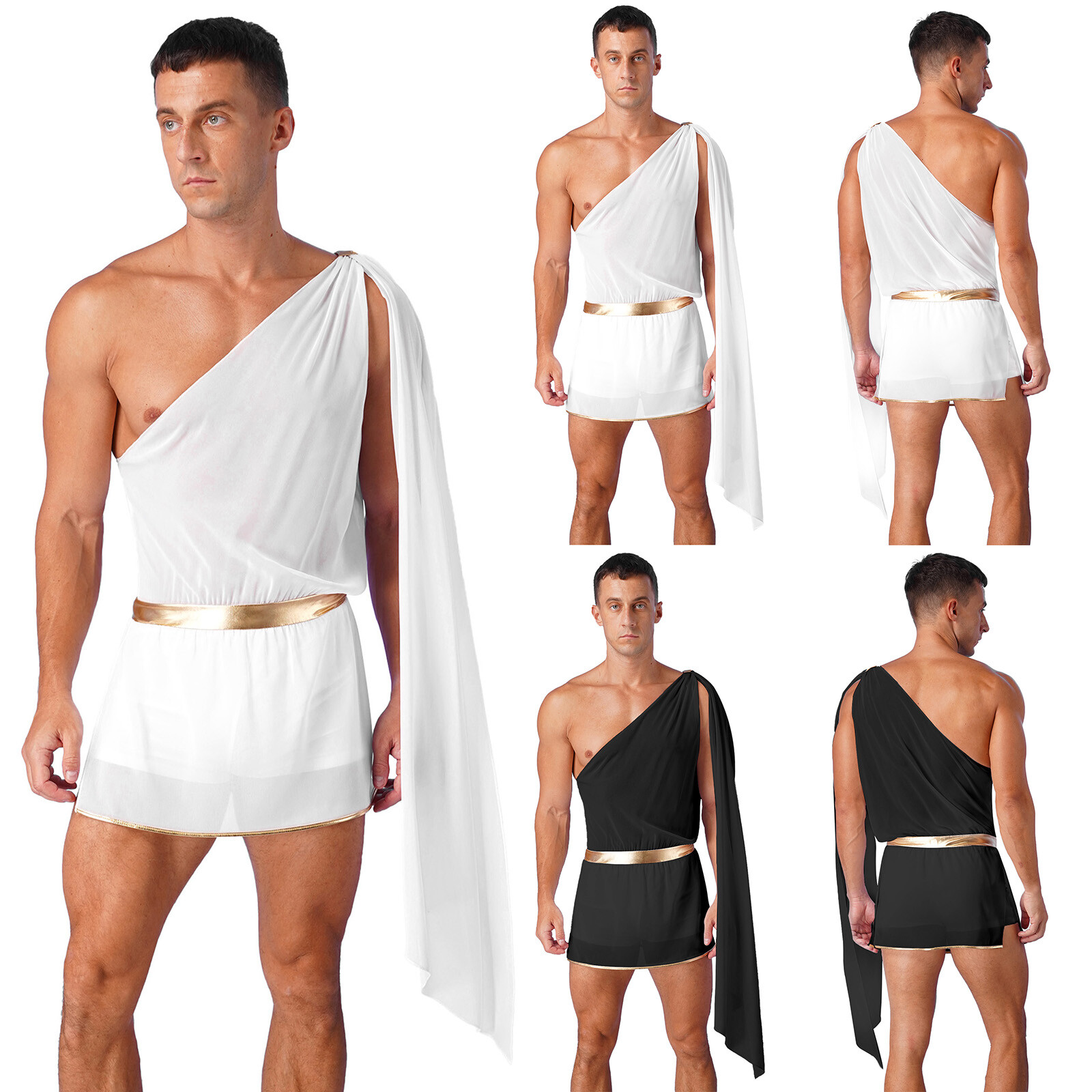 US Men’s One Strap Toga Ancient Greek Roman Halloween Cosplay Costume Dress Up