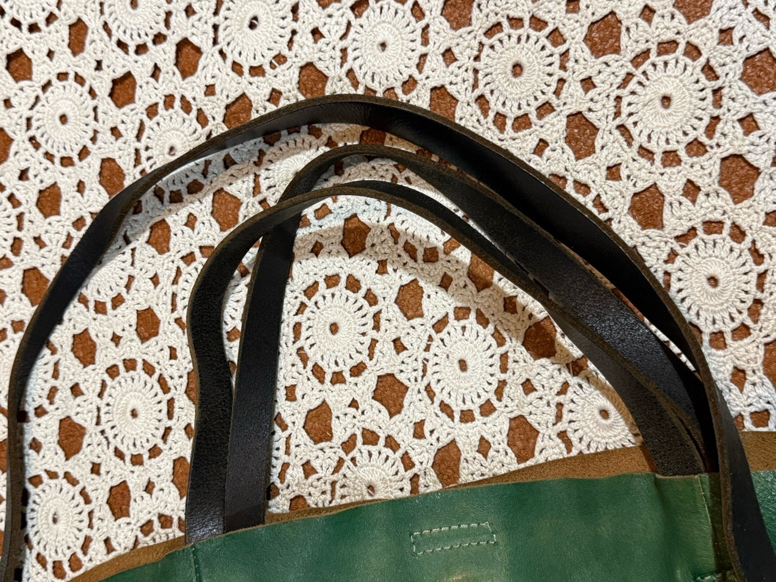 Old Trend Forest Island Green Tote Satchel Bag Purse Distressed Leather Boho
