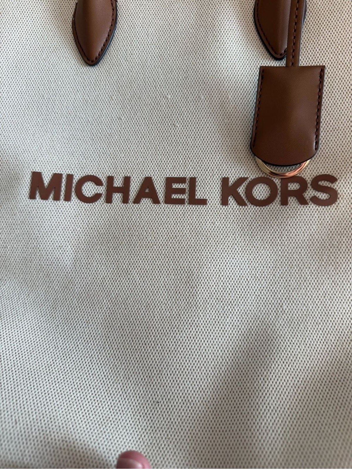 Michael Kors Mirella Canvas Medium EW Tote Bag Crossbody Luggage Brown Neutral