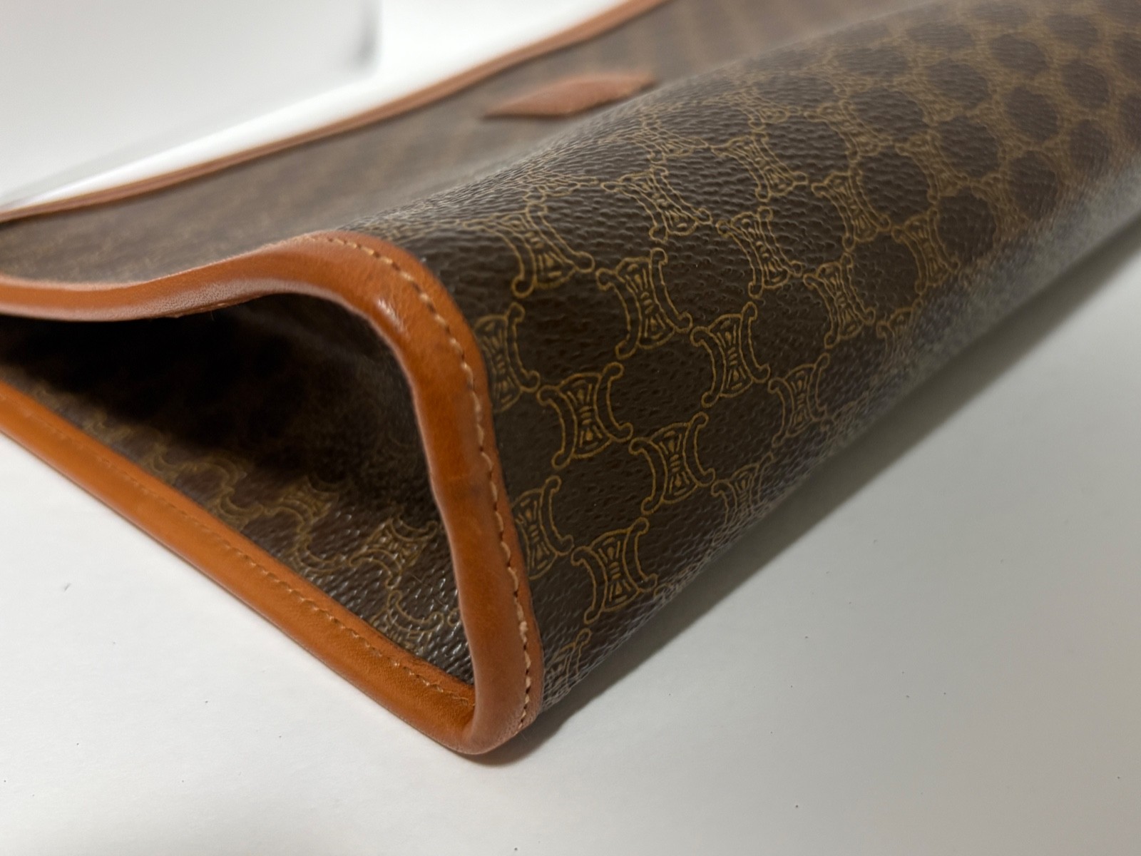 Celine Macadam Clutch Bag Leather Brown Vintage