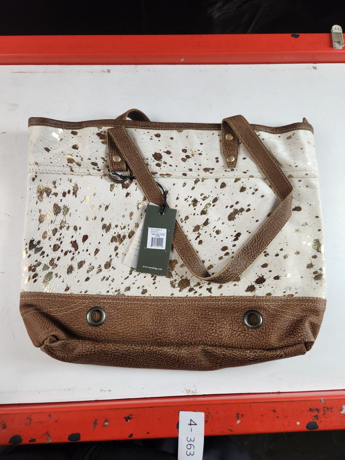 Myra Handbags Largish Leather Tote Bag, S-2036
